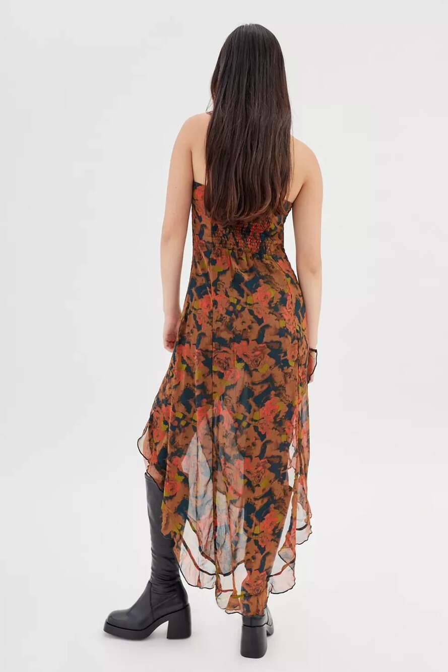 Urban Outfitters Rosie Strapless Ruffle Midi Dress Size XS - Picture 3 of 6